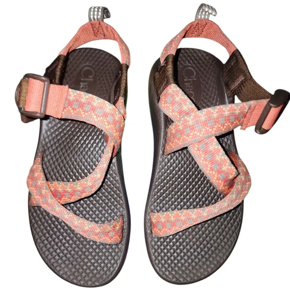 Kids Chaco Adjustable Sandals in Coral and Chocolate Size 12 Unisex - Picture 1 of 6